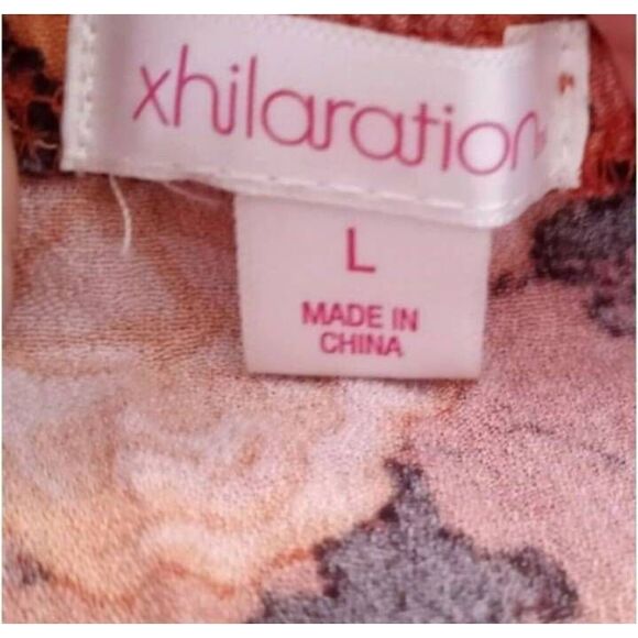 XHILARATION OFF-THE-SHOULDER PEACH/PINK FLORAL DRESS SZ.L EUC. - Picture 7 of 8